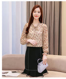 Spring New Arrival Women Tops and Blouses Elegant Chiffon Blouse Floral Bow Collar Long Sleeve Tops Chemisier