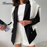 Soft Cotton Sets Women 2022 New Casual Two Pieces Long Sleeve Sweatshirt &amp; High Waist Shorts Solid Outfits