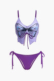 Butterfly Pattern Lace Up Bikini