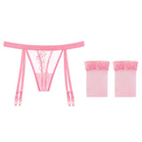 Zingj Thin Yarn Sentiment Embroidered Sling Stockings Hot Legs Show Thin Black Silk Long T Pants Garter 2072-Outfit