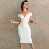 Shoulder Bandage Dress for New Year 2022 Women Red Bandage Dress Bodycon Elegant Summer Sexy Party Dress Evening Club