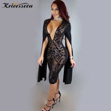 Sparkle Black Sequin Bodycon Mini Dress Vintage Glam Shawl Slit Sleeves Sequined Party Dress Special Occasion