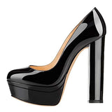 Onlymaker Women's Heels Platform Round Toe Chunky High Heels Office Party Wedding Slip On Block Pumps PLUS Size