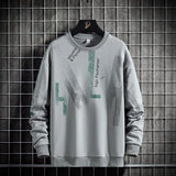 New Splicing Polyester Men's Round Neck Bottoming Shirt Korean Style Top Casual Long-Sleeved Shirt for
