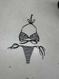 Style Sexy Striped Bikini Set Hottie Hanging Neck Vest + Shorts Two