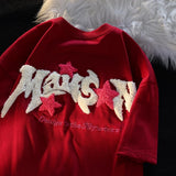 Letter Embroidery Short-Sleeved T-shirt Women 2023 New Summer Street Retro Trend Casual Loose Couple Round Neck