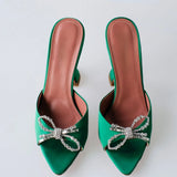 Rhinestone Fish Mouth Open Toe High Heels Wine Cup Heel Mid Heel Sandal Slippers