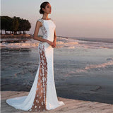 Dress Lace Stitching Extra Long Holiday