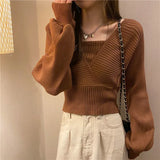 Women Knitting Elegant Solid All Match Ladies Casual Korean Style Daily Loose Design Spring Fashion Popular
