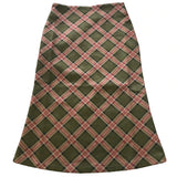 E-girl Plaid High Waist Mermaid Skirts Women Streetwear Cotton Long Skirts Chic Vintage Style Ladies Bottoms