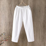Cotton Linen Harem Pants Women Summer Loose 4XL Solid Color Pants High Waist Elastic Female Ankle-length