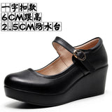 8CM High Heel Heel Leather Shoes 3CM Thick Waterproof Table Comfortable Loose Cake Shoes Round Head Light Magic Stick Single Shoes