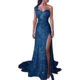 Banquet Temperament Sexy One-shoulder Long Gilding