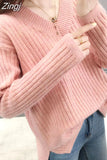 Fashion Women Sweater 2023 Autumn Warm Long Sleeve Chic Elegant Soft Pullovers V neck Winter Female Tops