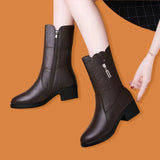 Women's Boots 2022 Winter New Style Cotton Warm Non-slip Women Boots Pu Leather Winter Boots Women's Shoes Winter Large Size