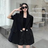Spring And Summer Black Suit Jacket Female After The Slit Design Sense Niche Casual Thin Fashion Suit Tops Female