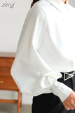 New Fashion Women Blouse Tops Casual Cardigan Lantern Sleeve Solid Elegant Shirts Women Female Clothes White Blusas