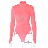 Diamond Tassel Turntable Bodysuit Women Winter New Long Sleeve Body Tops Femme Sexy Club Party