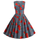 Dot Print Women Summer Dress Single Breasted V Neck Sleeveless Elegant Party Vintage Retro Midi Sundress 2022