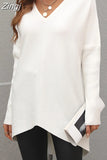 Women's Oversized Sweater V Neck Blue Autumn Winter Loose Nit Pullover 2023 Female Knitted Sweaters for Women 2023