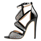 Onlymaker Women's Peep Toe 12 CM Thin High Heels Glitter Cut Out Gold Evening Party Dress Sandals Ankle Strap Open Toe