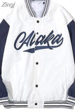 new flocking English alphabet embroidery jackets coat women street retro hip-hop baseball uniform couple casual jackets