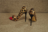 Onlymaker Women's Peep Toe 12cm High Heels Leopard print Pumps Sandals Woman Dress Party Office Slipper Shoes Big Size