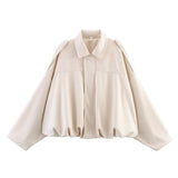 Spring New Velvet-Sensitive Collared Loose Bomber Jacket