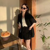 Women's Clothing Short-sleeved Jacket Set 2023 Summer New Design Sense of Temperament Set Loose Two-piece Pant