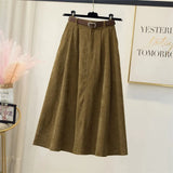 Long Skirts Women Classy Tender Retro Autumn College Ladies Cozy Ins Prevalent Basic Leisure All-Match Feminino