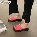 design fluorescent color thick-soled platform sandals women's 2022 summer new one-word buckled open-toed shoes