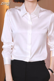 Fashion Satin Loose Silk Shirt Female Button Up White Top Femme OL Professional Dress Shirt Lady Clothes Blusas