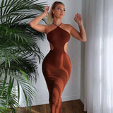 Zingj / Summer 2023 New Women's Sexy Back Strap Hanging Neck Bag Hip Slim Temperament Dress