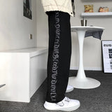 Women's Pants Letter Sweatpants Women Baggy High Waisted Pants Loose Wide Leg Pants Jogging Korean