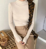 Spring Winter Fashion Slim Sweater Women Turtleneck Ruched Women Sweater High Elastic Solid Sexy Knitted Pullovers