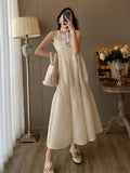 Pleated Party Dress Women's 2023 Summer New French Sleeveless Slim Ruffle