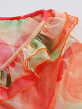Plunge V Neck Chiffon Blouse- Outfit