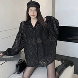 Lace Blouses Women Sexy See Through Tassel Loose Sunscreen Shirts Summer Korean Sweet Elegant Casual Sun Protection