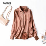 Women's Shirt Solid Blouse Loose Soft Long Sleeve Officie Ladies Top Temperament Satin Shirt Spring Autumn