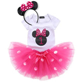 Headband Short Sleeve Top and Tutu Dress Outfits 3pcs for 1 Year Baby Girls First Birthday Party Cotume Newborn