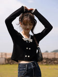 Elegant Sweater Women 2022 Autumn French Patchwork Bow Vneck Pullover Long Sleeves Knitted Tops Female Clothes