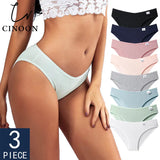 3PCS/Set Women's Panties Striped Cotton Underwear Solid Color Briefs Low-Rise Soft Panty Women Underpants Female