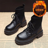 autumn and winter women's boots fried street short boots thick bottom elastic flying knitted socks boots skinny