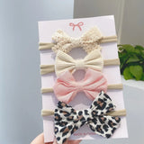 Cotton Linen Leopard Printed Bow Baby Headband For Girls Newborn Headbands Lace Hair Bands Turban Kids Hair