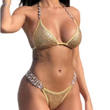 Zingj Hot Beach Vacation Bikini Crystal Diamond Women's Split Swimsuit