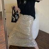Winter Sequins Streetwear Harajuku Y2K Loose Casual Skirt Lady Elegant Fashion Trend All-match Skirts Women's
