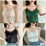 with Lace Silk Top Cami for Women Spaghetti Strap Top Tank Ladies Tops White Camis Basic Tops Women 2023 Summer