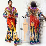 Retro Printed Morrocan Kaftan Plus Size Indie Folk V-neck Batwing Sleeve Side Split Summer Dress For Women Clothing