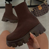 2022 spring New Couple Socks Shoes Women Thick-soled Casual Large Size Net Red Knitted Short Boots Women platform