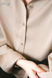 2023 Women Clothing Silk Shirt Vintage Blouse Women Sheer Top Women Long Sleeve Dress Shirt Loose Blouse Woman